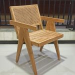 Teak Wood Dining Chair with Seat & Back Woven Synthetic Rattan