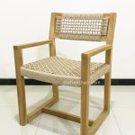 Teak Arm Chair With Woven Seat & Back Combine With Synthetic Rattan