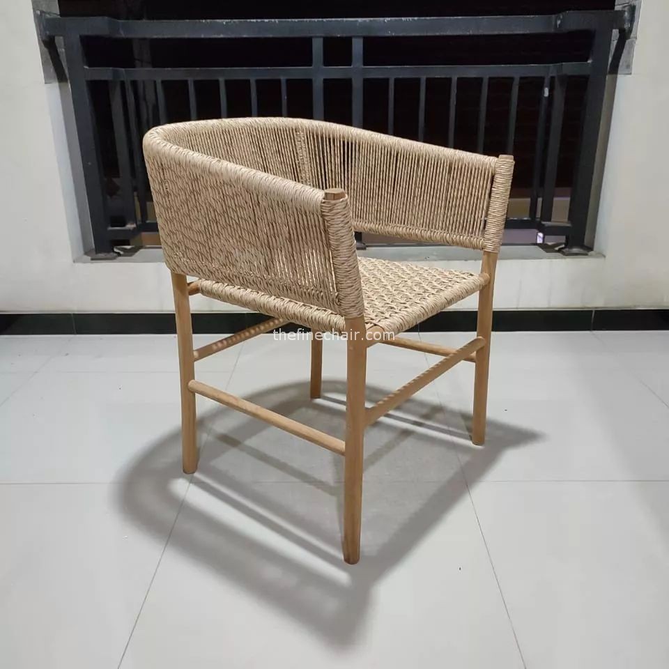 Teak Dining Arm Chair With Synthetic Rattan Seat & Backrest Teak Dining Arm Chair With Synthetic Rattan Seat & Backrest - Image 1