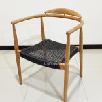Teak Stacking Arm Chair with Seat Woven of Synthethic Rattan