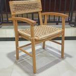 Teak Wood Dining Chair with Seat and Back Woven Synthetic Rattan