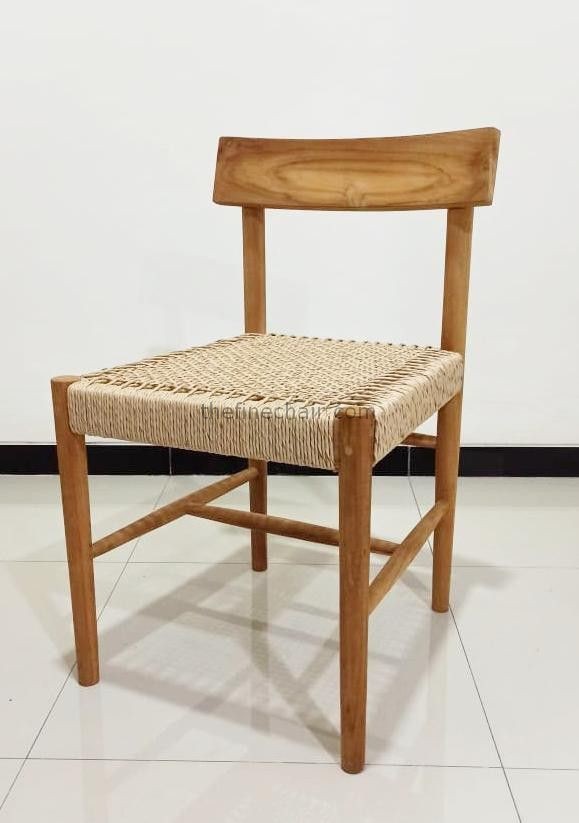 Solid Wood Side Chair With Woven Synthetic Rattan Solid Wood Side Chair With Woven Synthetic Rattan - Image 1