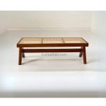 Teak and Woven Rattan Bench - Image 2